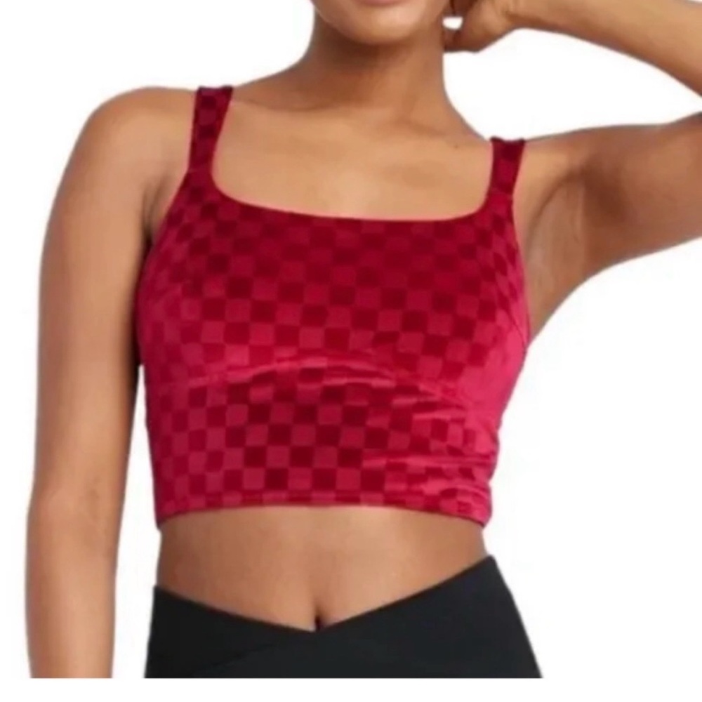 Women's Red Checkered Crop Top